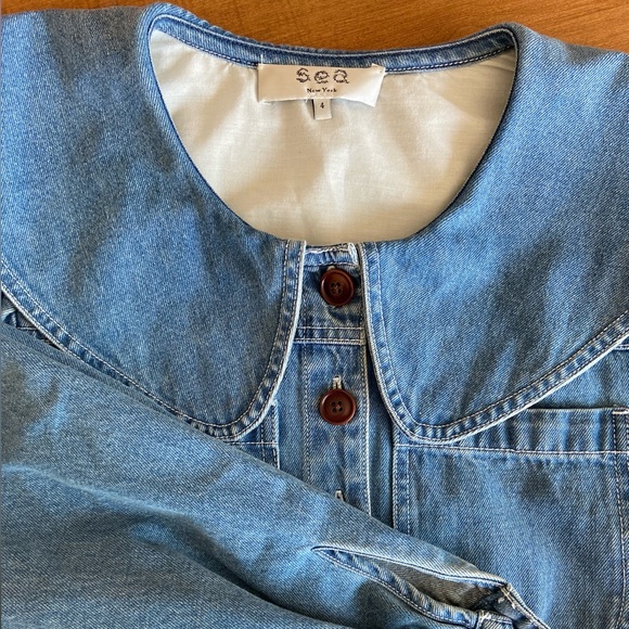 Sea New York Alyssa Denim Romper with Collar - Picture 4 of 6